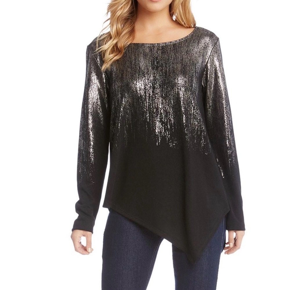 Karen Kane Shimmering Black Long Sleeve Sweater